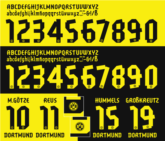 Font Jersey Borussia Dortmund 2017 Kit