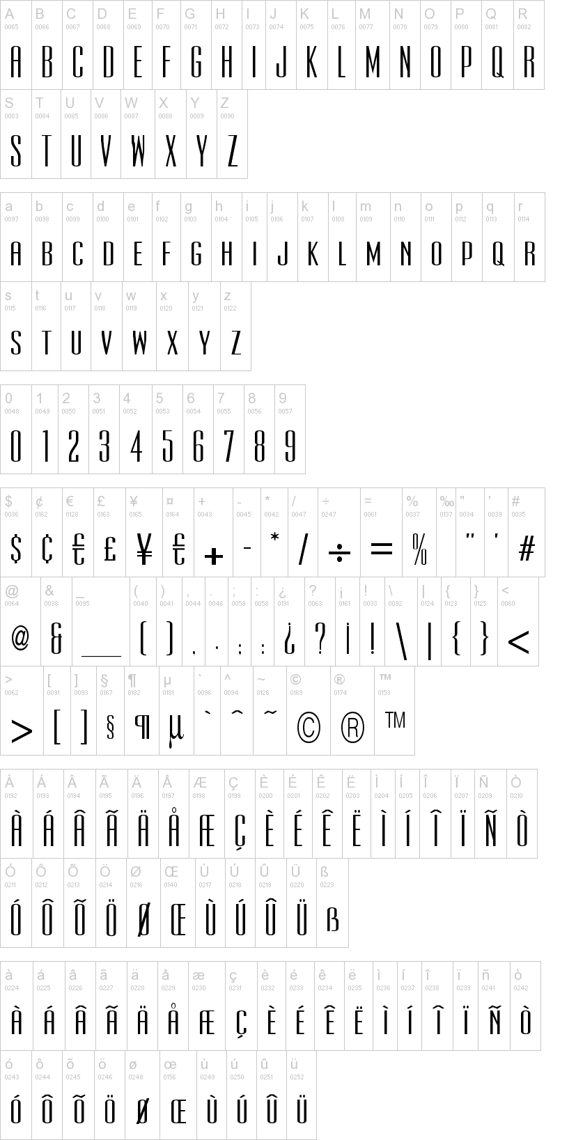 Ultra Condensed Sans Serif