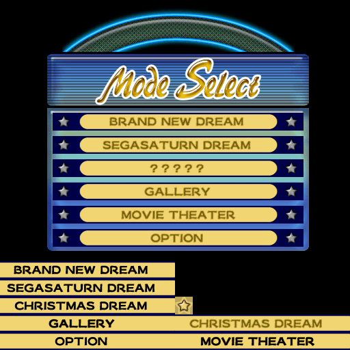 NiGHTS into Dreams 2012 main menu fonts?