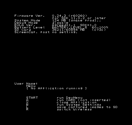3DS "Test Menu" debug font