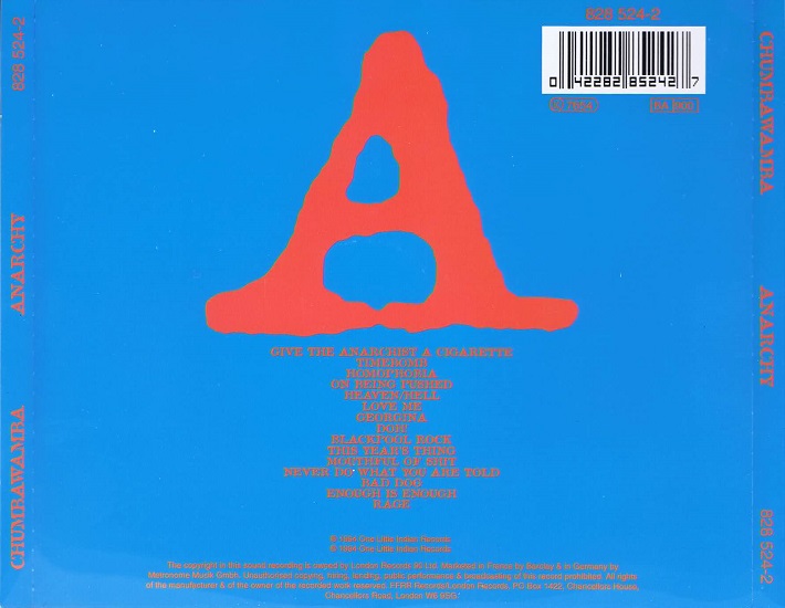 What is the font used for Chumbawamba's album "Anarchy"?