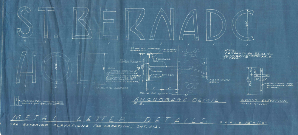 Font from Building Plans, 1953 hand-drawn