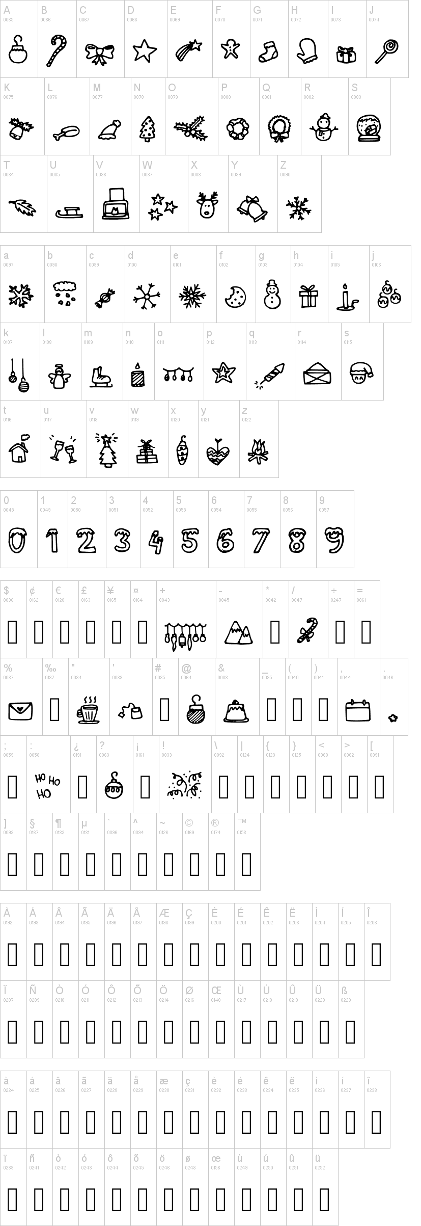 Lettertype Mies Christmas Icons