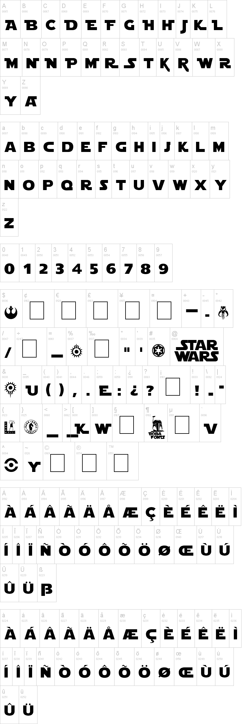 star wars intro font alphebet